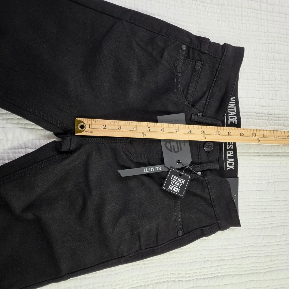 VGB Vintage Genes Black Mens 28x30 Slim Fit French Terry Stretch Denim Jeans